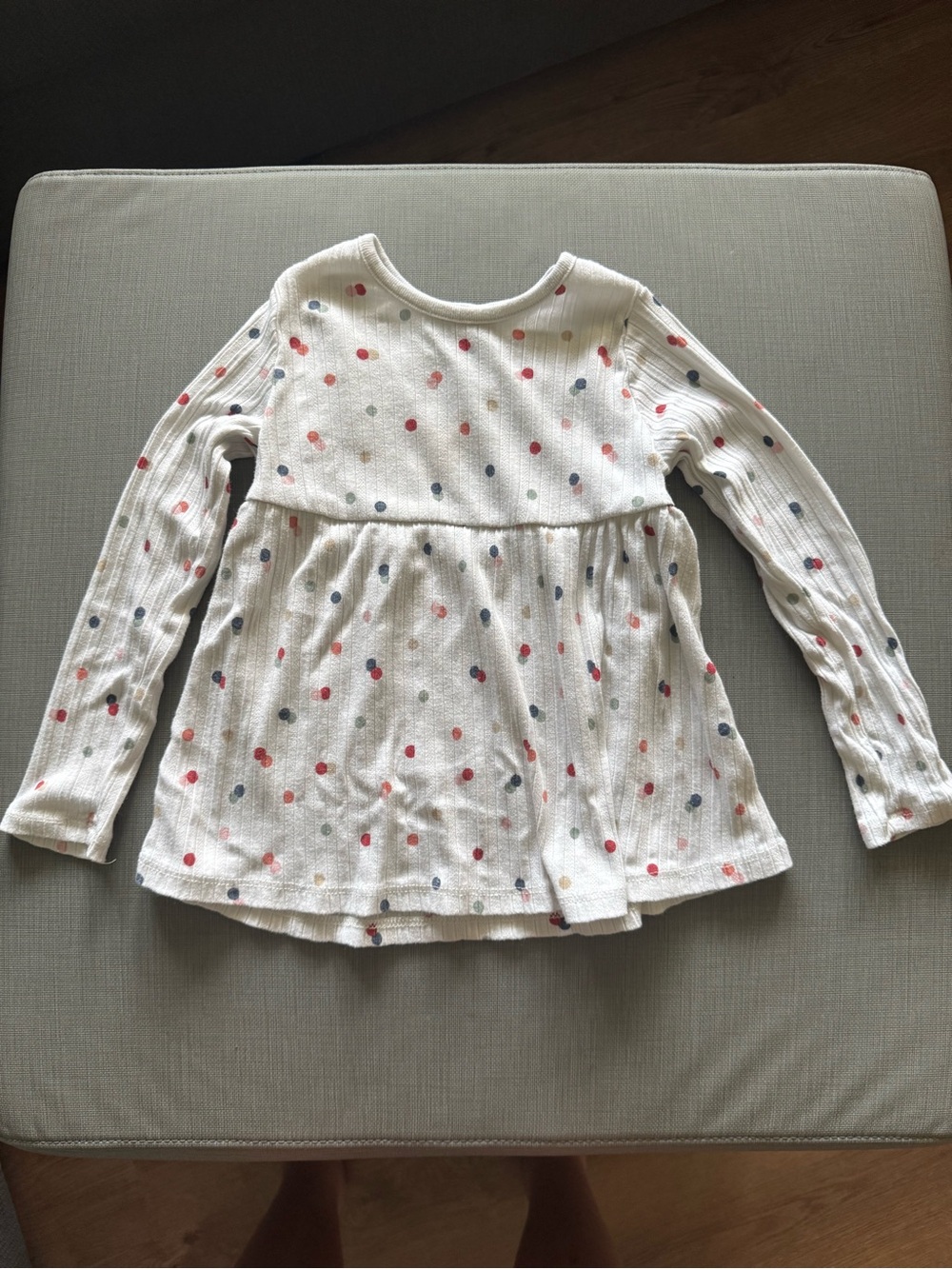 Garanimals White Long Sleeve Polka Dot Peplum Top with Red and Blue Dots